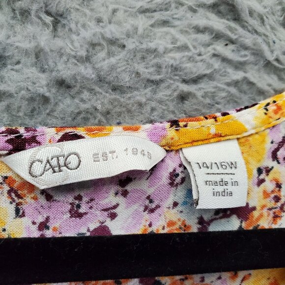 Cato Top Womens Size 14/16W Multicolor Floral Tiered Long Sleeve V-Neck Blouse - Picture 2 of 9